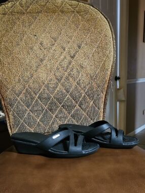 Crocs Patricia II Wedge Slip On Slides Sandals Shoes Black Strappy